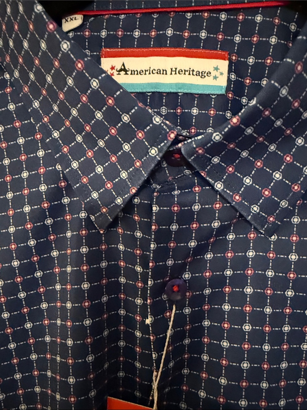 Men's Navy Geometric Print Button-Down Shirt